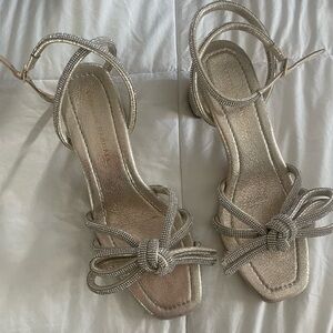 loeffler randall rhinestone heels Mikel Cappuccino Bow Mid−Heel Sandals